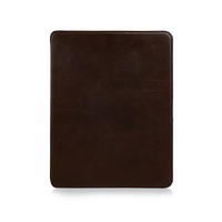 Factory wholesale lowest price Magnetic buckle Genuine Leather Brown Leather For Ipad Case