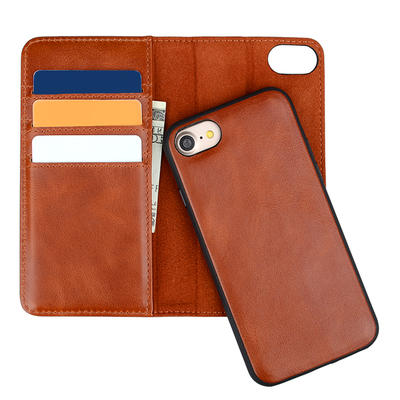 Brown Leather Iphone Case Luxury Wallet Mobile Phone Case For iPhone XS MAX