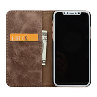 Crazy Horse Leather genuine leather wallet phone case for iphone XS