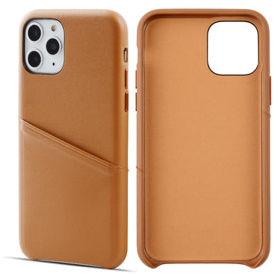 Soft Nappa grain light brown genuine leather phone case for iPhone 11
