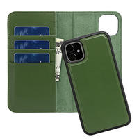 Full Grain Leather Detachable Wallet Phone Case Genuine Leather Mobile Phone Case for Iphone 11