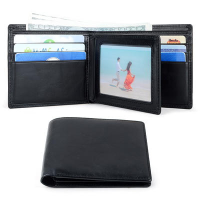 Branded Customized Best Brands Men's Leather Slim Wallet Genuine Leather Carbon fiber RFID Wallet