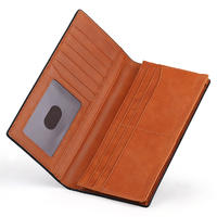 Vintage Genuine Leather Long Wallet Men Business Style Genuine Leather Phone Wallet