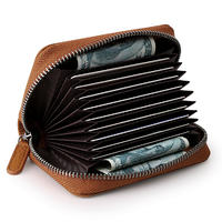 Multi-Card Slot Litchi Grain Short Genuine Leather Wallet