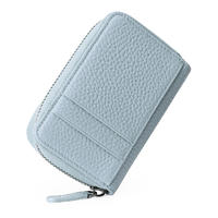 Genuine Leather Key Zipper Wallet RFID Function Slim Card Holder Wallet
