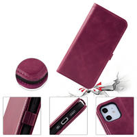 Genuine Leather Smartphone Mobile Wallet Phone Case Stand Design Slot Wallet Case With Card For iPhone 12