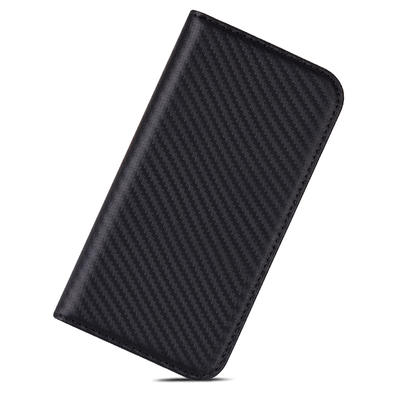 Carbon Fibre Genuine Leather Wallet Phone Case For Iphone 12 Pro Max